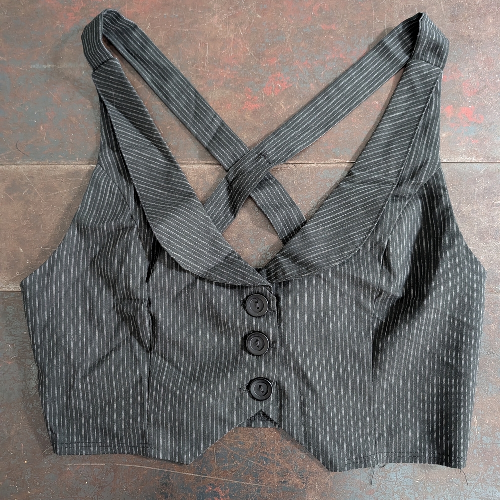 Noble U Black Pinstripe Crop Top